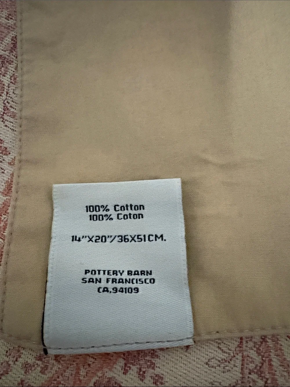 Vintage Pottery Barn Paisley Peach and Cream Cotton Placemats set of 4
